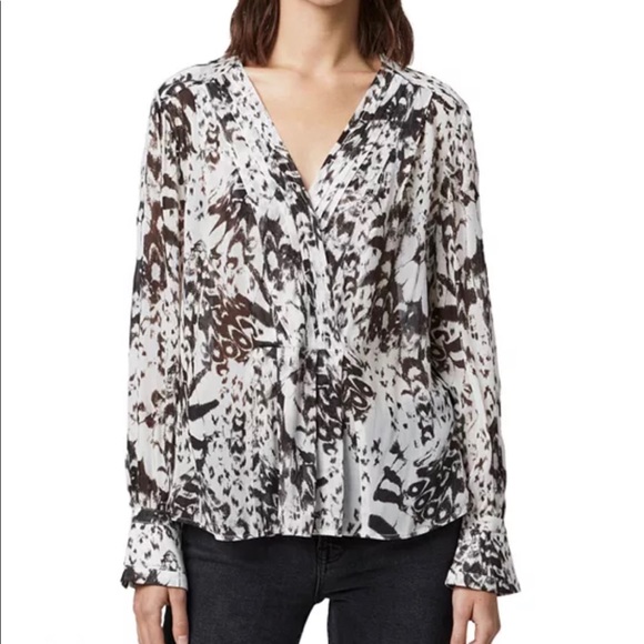 ALL SAINTS Sheril Printed Crossover Top NWT Size S - Picture 1 of 8